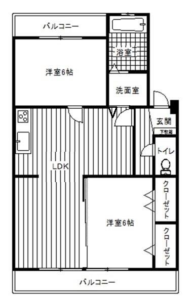 エスタシオンフロール(2LDK/3階)の間取り写真