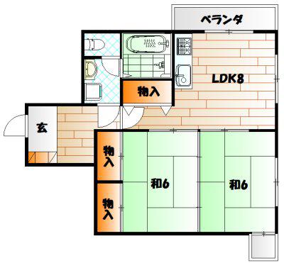 霧ケ丘芙陽グランドマンション(2LDK/2階)の間取り写真