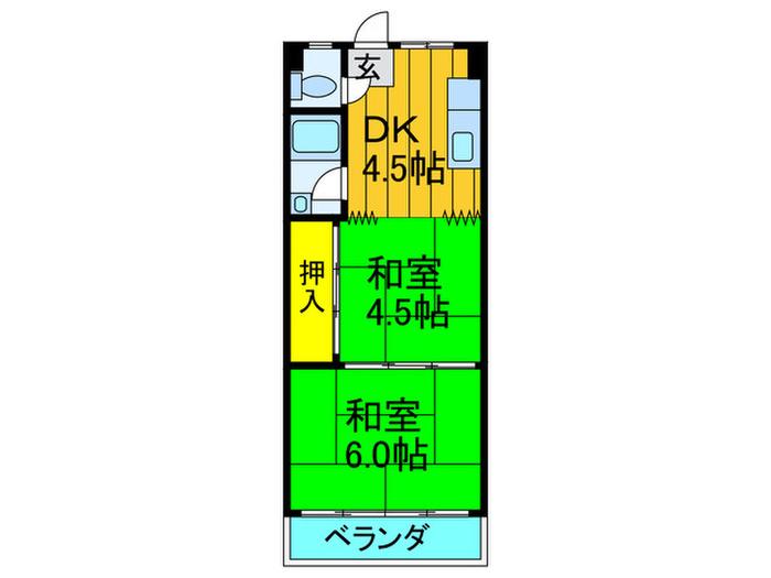 藤井マンション(2DK/1階)の間取り写真