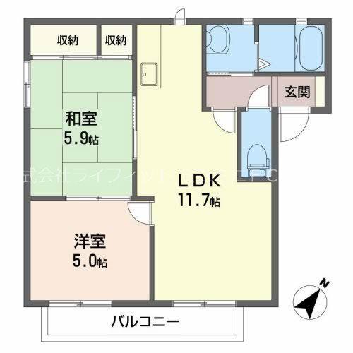 セゾンコート(2LDK/1階)の間取り写真