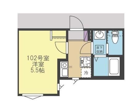 コモリベルタ(1K/1階)の間取り写真