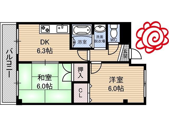 メゾンエクセレント(2DK/3階)の間取り写真
