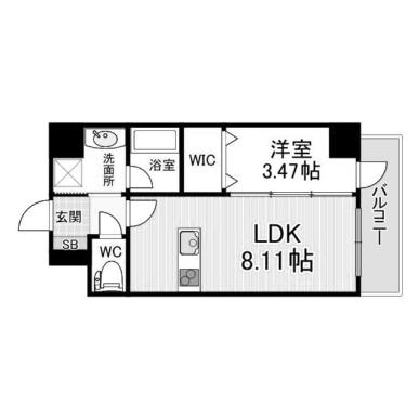 プレジデンスザ小倉(1LDK/7階)の間取り写真