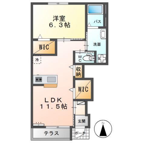 スカイ クレール(1LDK/1階)の間取り写真