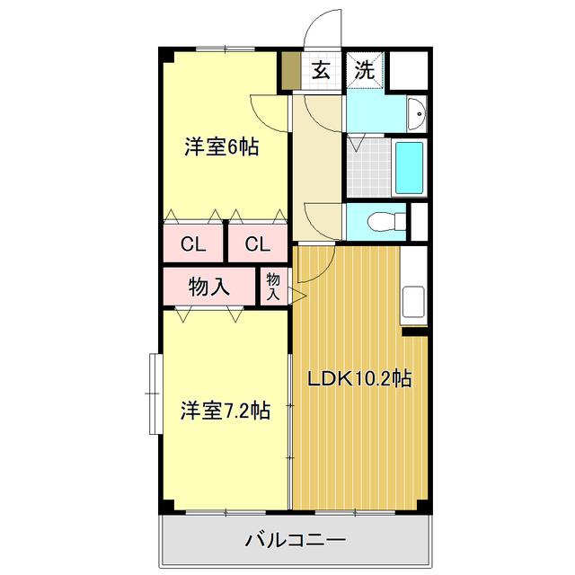 マリベールエスト(2LDK/4階)の間取り写真