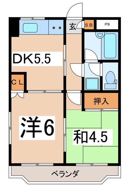 エルピソ甲府(2DK/3階)の間取り写真