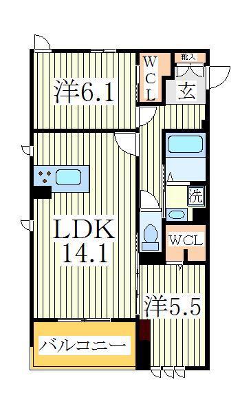 KEE RISE(2LDK/1階)の間取り写真