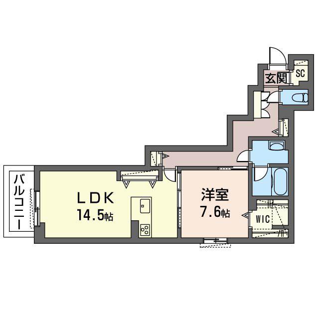 ヴィアソーレイツキ(1LDK/1階)の間取り写真