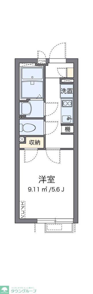 クレイノ西調布(1K/2階)の間取り写真