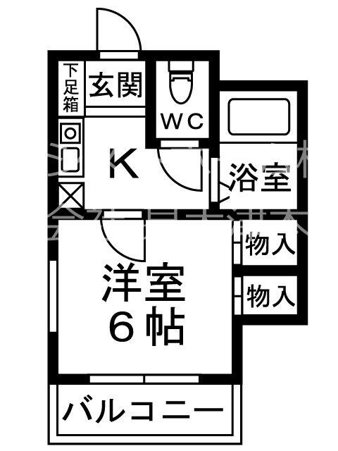 シャルマンフジ東岸和田弐番館(1K/2階)の間取り写真