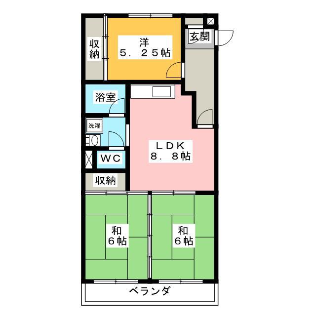 サンハイツ二上(3LDK/3階)の間取り写真
