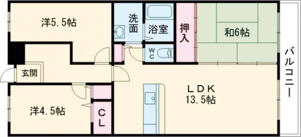 セリージェ彦根(3LDK/4階)の間取り写真
