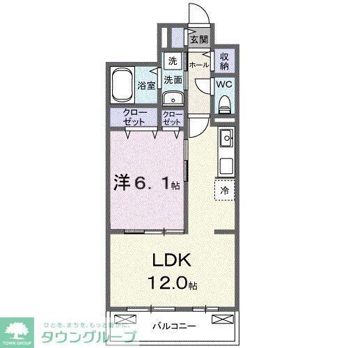 ブライトリーフ(1LDK/2階)の間取り写真