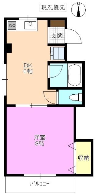 アビタシオンハラ(1DK/2階)の間取り写真