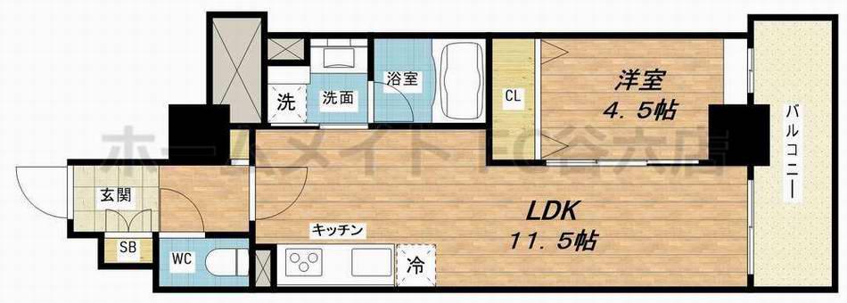 ル・マージュ新町(1LDK/14階)の間取り写真