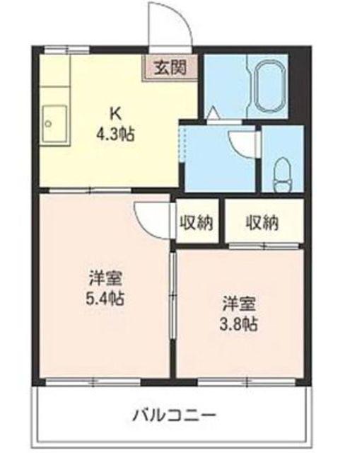 リファインいわせA(2K/2階)の間取り写真