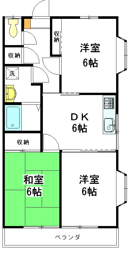仲町コーポ(3DK/1階)の間取り写真