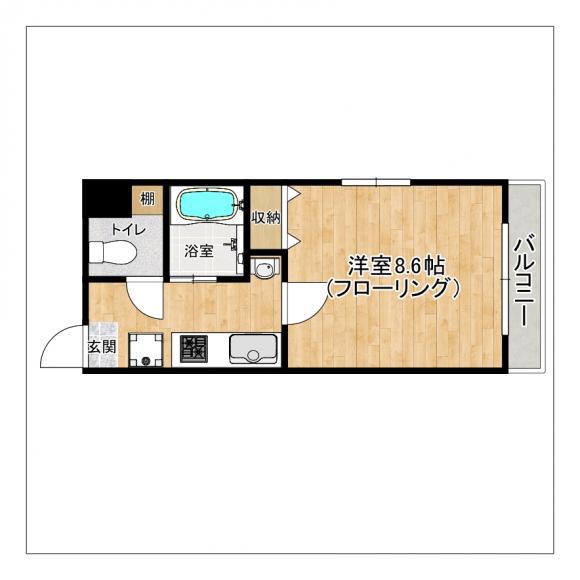 リバティ西新館(1K/4階)の間取り写真
