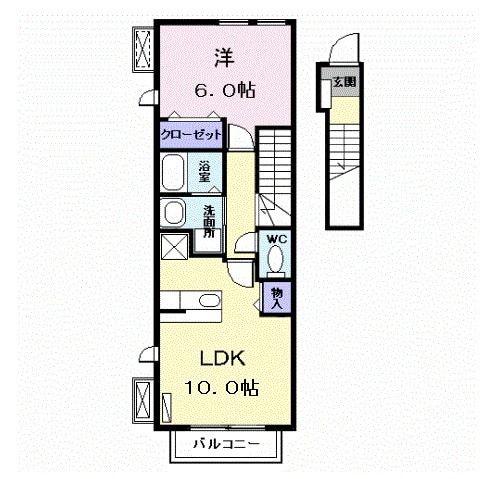 金船 ハウス(1LDK/2階)の間取り写真