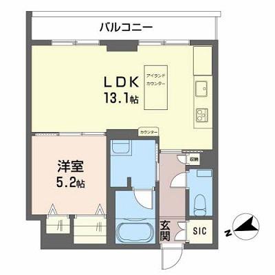 シャーメゾンコア大手町(1LDK/2階)の間取り写真