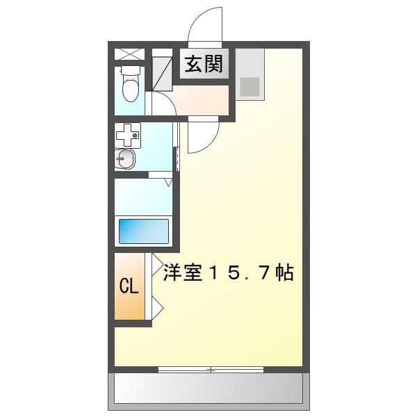 プラッサ参番館(ワンルーム/2階)の間取り写真