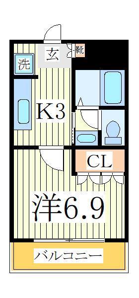 レジデンスCK(1K/1階)の間取り写真
