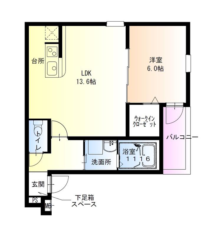 フジパレス神田南通III番館(1LDK/3階)の間取り写真