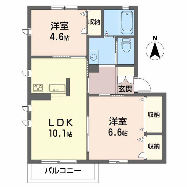シャーメゾン小山A(2LDK/2階)の間取り写真