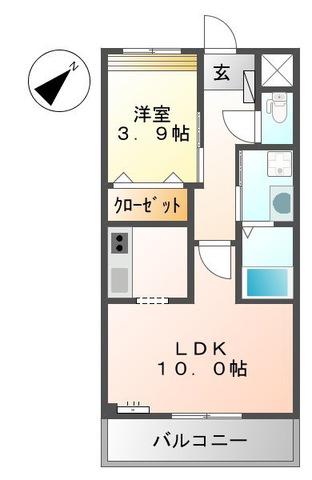 サクシード1(1LDK/2階)の間取り写真