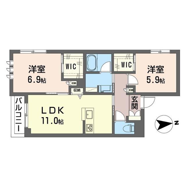 テラス なしの木(2LDK/2階)の間取り写真