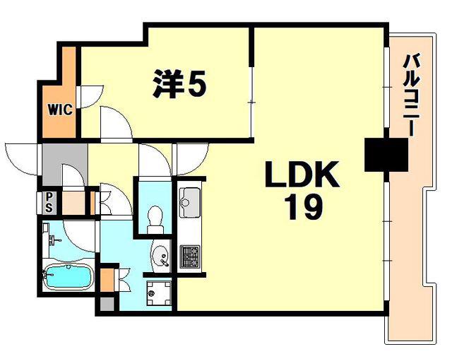 ジークレフ新神戸タワー(1LDK/16階)の間取り写真