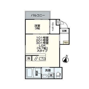 アルバーノ中村VERMILION(1LDK/1階)の間取り写真