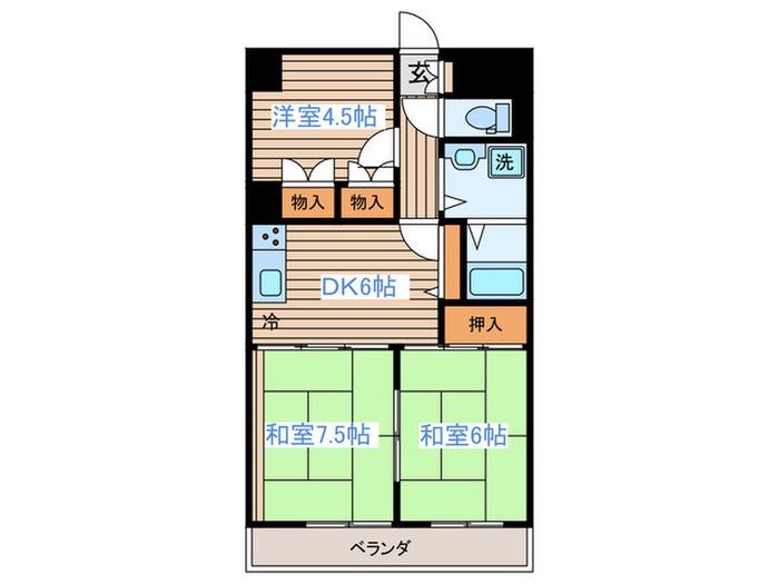 八百ふじ穀町ビル(3DK/4階)の間取り写真