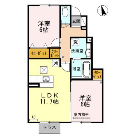 クレール メゾン(2LDK/1階)の間取り写真