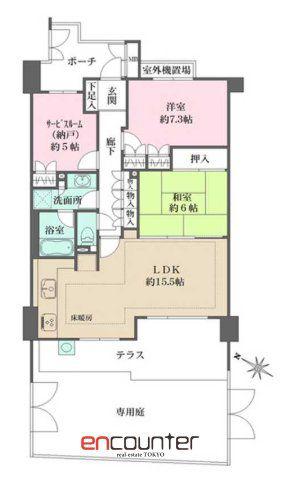 テラス氷川台(2SLDK/1階)の間取り写真