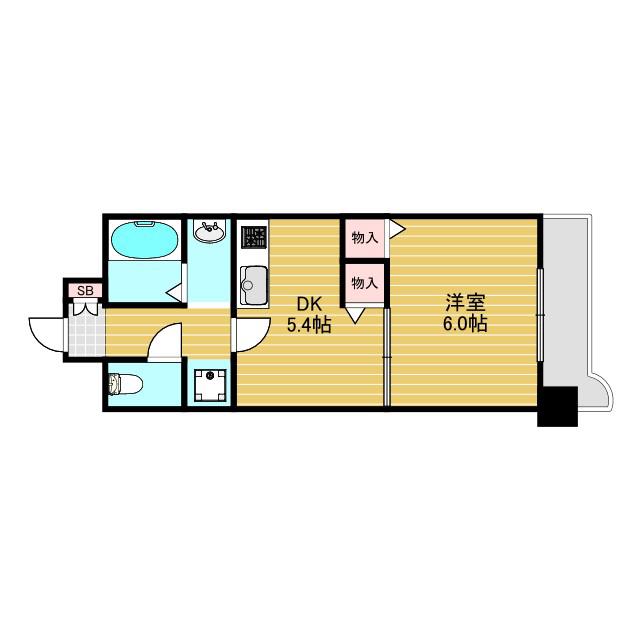 ウエスト VILLA(1DK/5階)の間取り写真