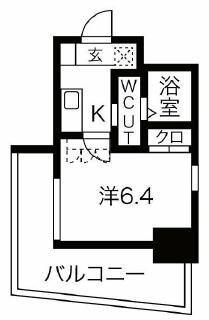 ラシュレエグゼ夕陽丘(1K/8階)の間取り写真