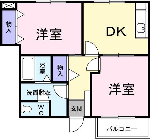 カトリエーム宮本(2DK/1階)の間取り写真
