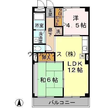 八八マンション(2LDK/1階)の間取り写真