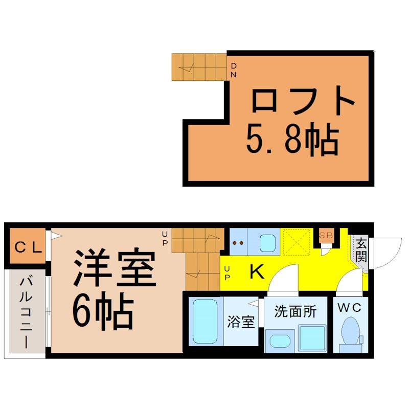 ENSOLEILLE FEN(1K/1階)の間取り写真