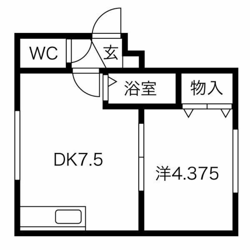 ライベックス澄川(1DK/2階)の間取り写真