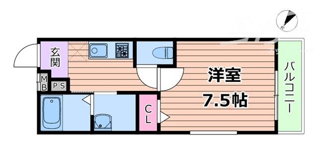 フジパレス大桐II番館(1K/3階)の間取り写真