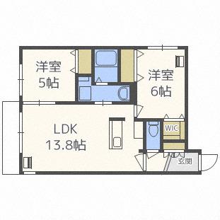 コンサップ円山公園(2LDK/2階)の間取り写真