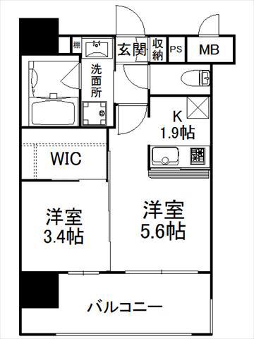 エンクレスト薬院NOBLE(2K/4階)の間取り写真