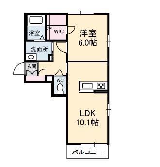 グランフラ一ヴ 天神(1LDK/1階)の間取り写真