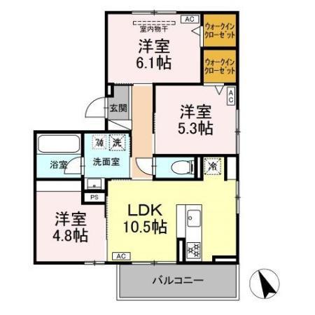 SORGENTE(3LDK/3階)の間取り写真