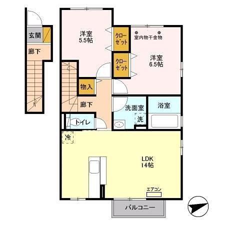 MODAN COURT和(2LDK/2階)の間取り写真