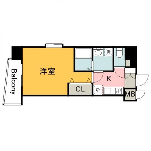 BONHEUR平和大通(1K/9階)の間取り写真