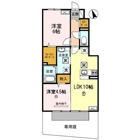ルーチェ木ノ本(2LDK/1階)の間取り写真