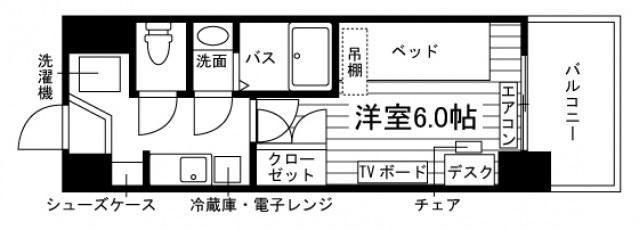 学生会館 エスリード カレッジゲート近大前(ワンルーム/6階)の間取り写真